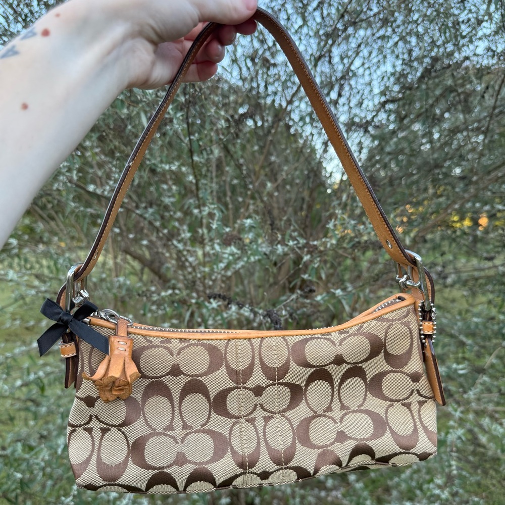 Coach Signature Brown and Tan Handbag